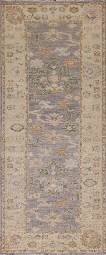 Vegetable Dye Oushak Turkish Runner Rug 3x8