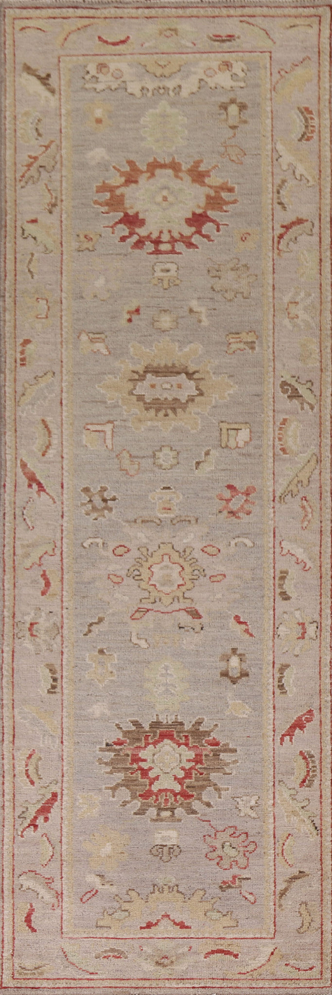 Vegetable Dye Oushak Turkish Runner Rug 3x10