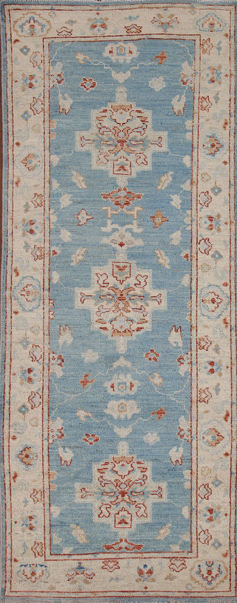 Vegetable Dye Oushak Turkish Runner Rug 3x8