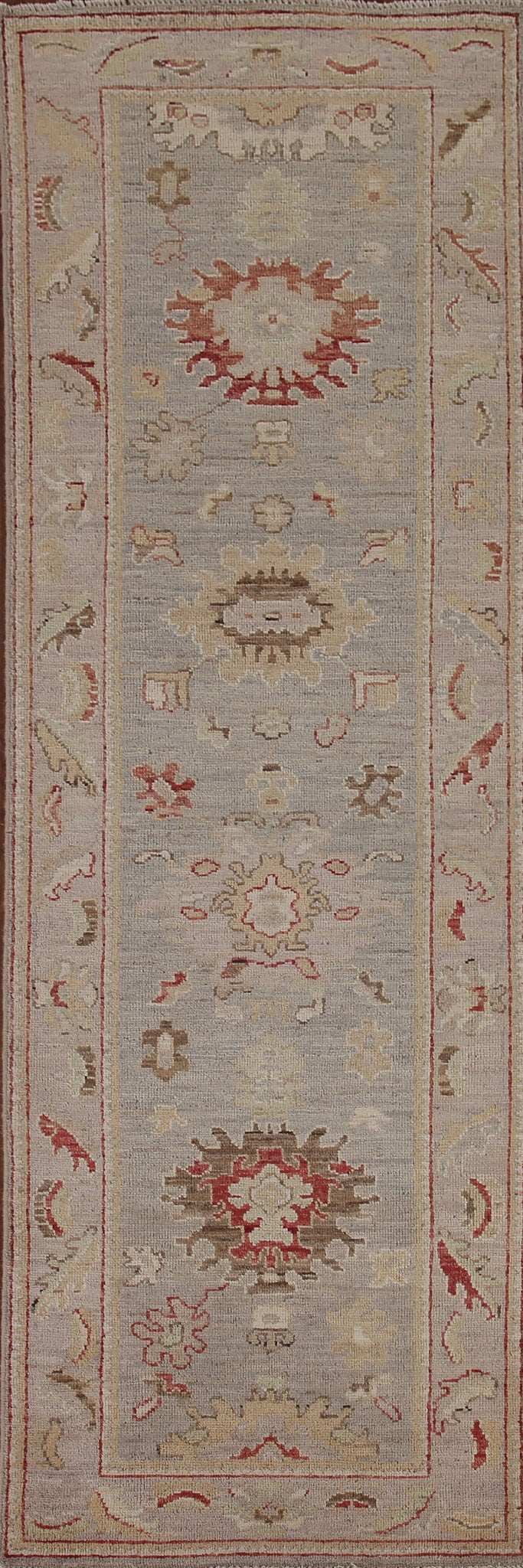 Vegetable Dye Oushak Turkish Runner Rug 3x10