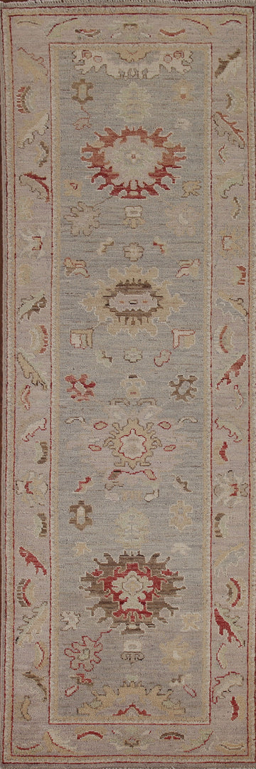 Vegetable Dye Oushak Turkish Runner Rug 3x10