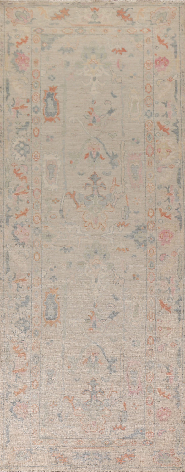 Vegetable Dye Oushak Turkish Runner Rug 4x12