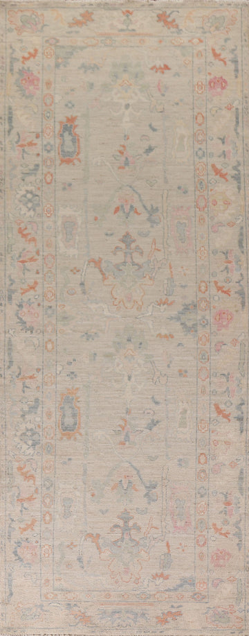 Vegetable Dye Oushak Turkish Runner Rug 4x12