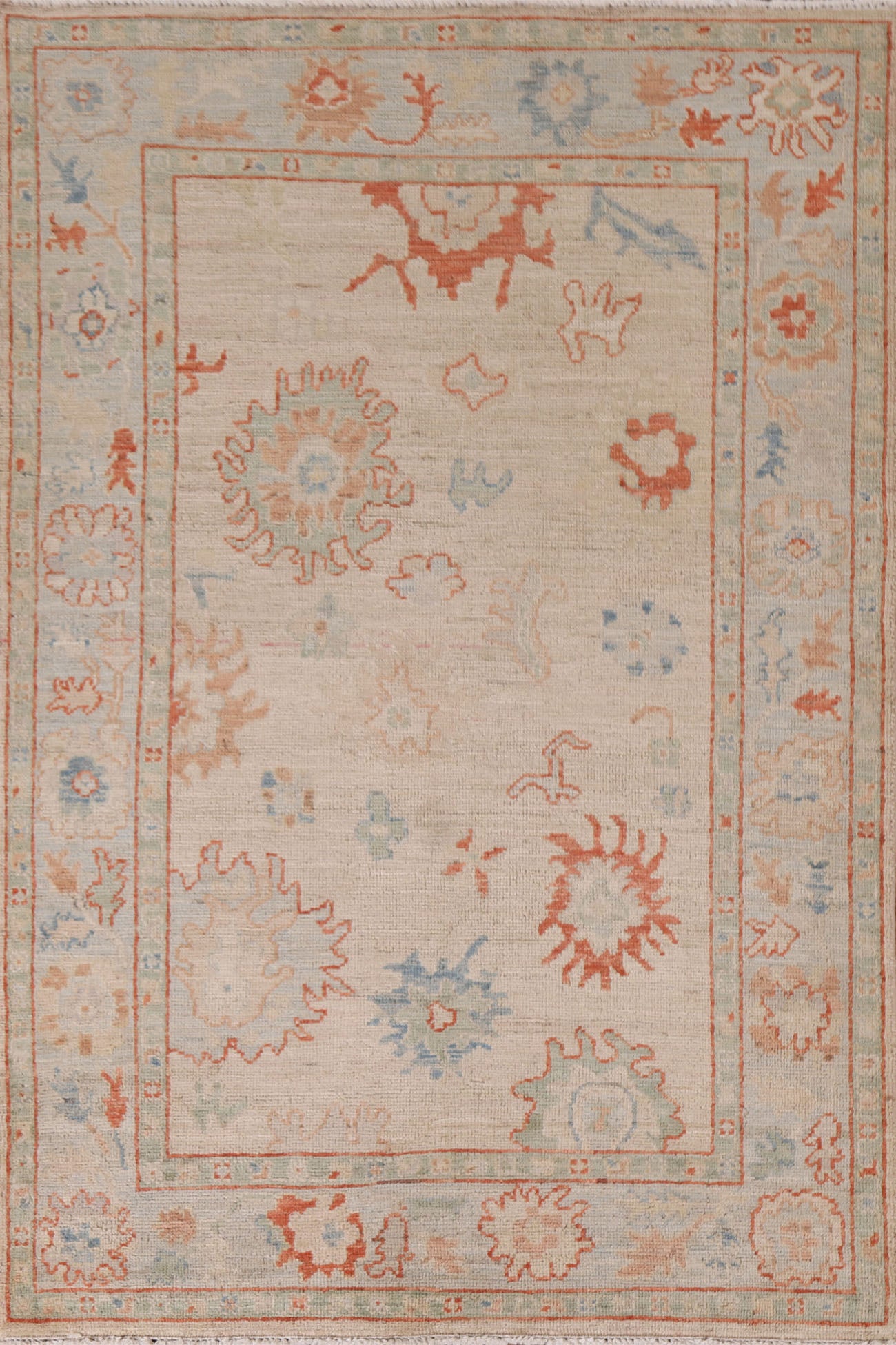 Muted Oushak Vegetable Dye Area Rug 4x6