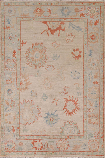 Muted Oushak Vegetable Dye Area Rug 4x6