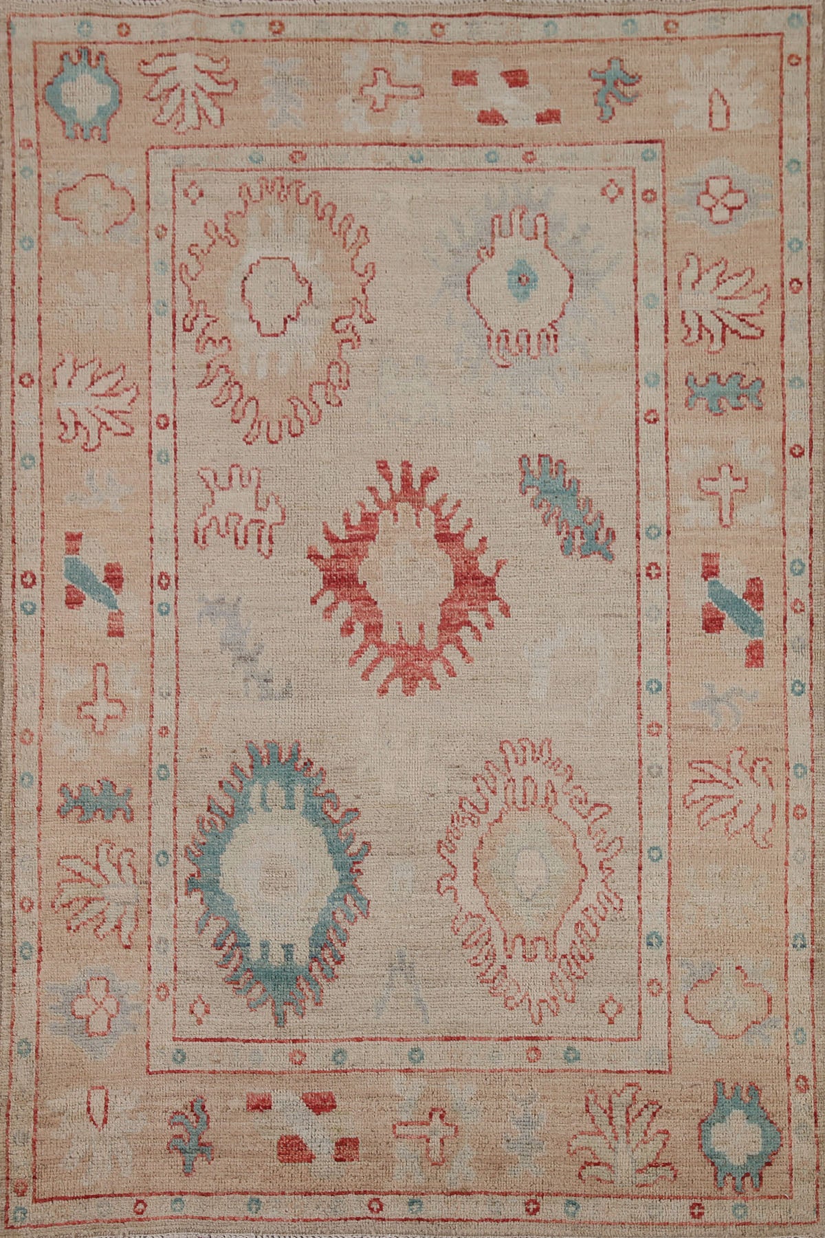 Vegetable Dye Oushak Turkish Area Rug 4x6
