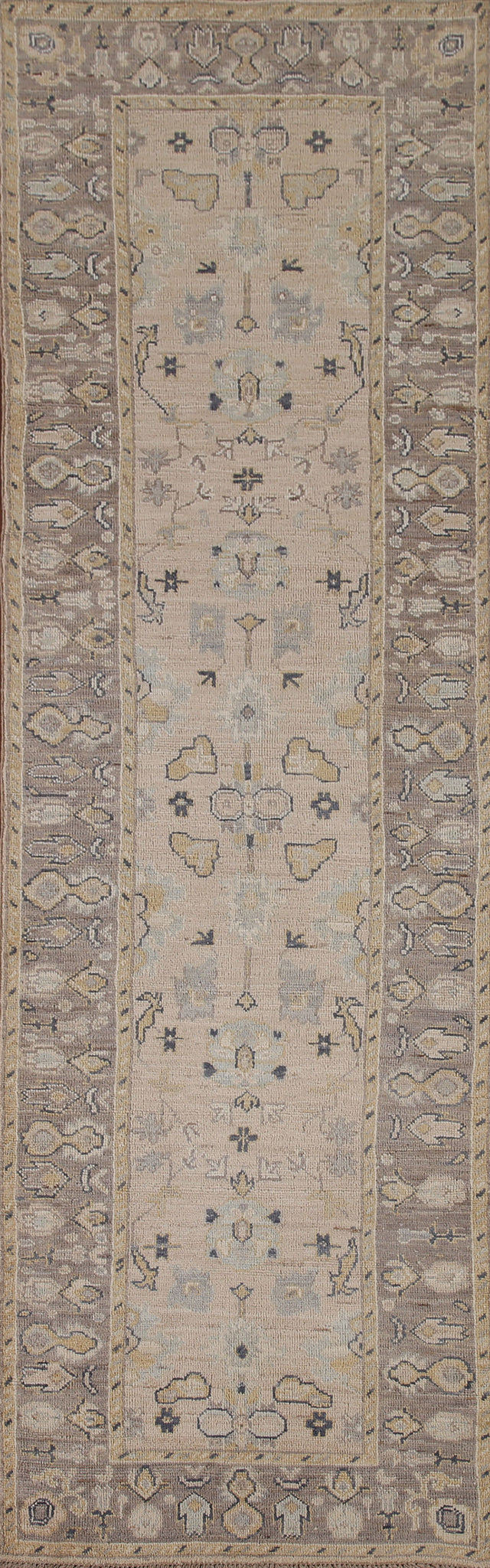 Vegetable Dye Oushak Turkish Runner Rug 3x10