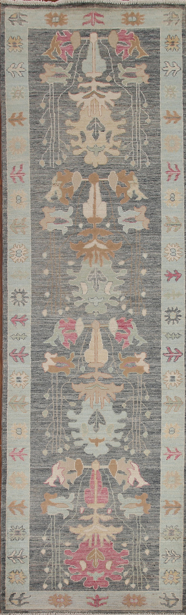 Vegetable Dye Oushak Turkish Runner Rug 3x12