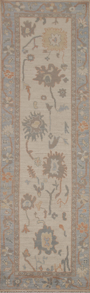 Vegetable Dye Oushak Turkish Runner Rug 3x10