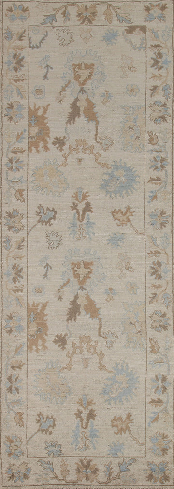 Vegetable Dye Oushak Turkish Runner Rug 3x10