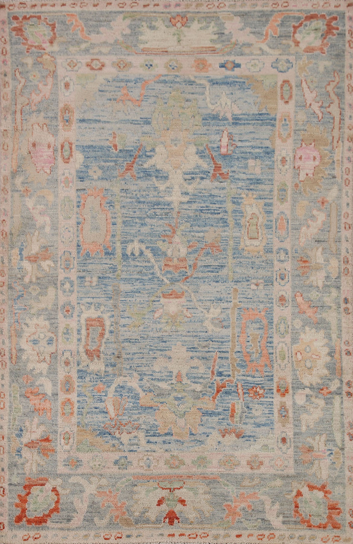 Blue Oushak Vegetable Dye Area Rug 4x6