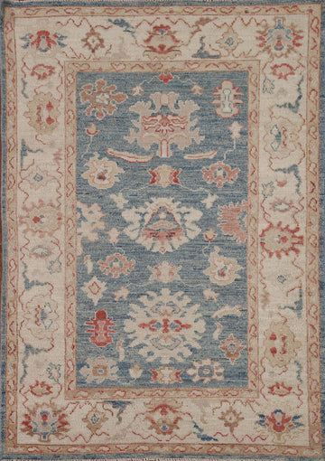 Blue Oushak Vegetable Dye Area Rug 4x6