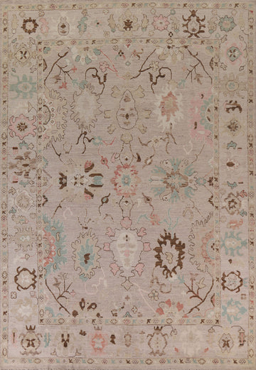 Floral Oushak Vegetable Dye Area Rug 9x12