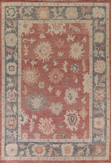 Floral Oushak Vegetable Dye Area Rug 9x12