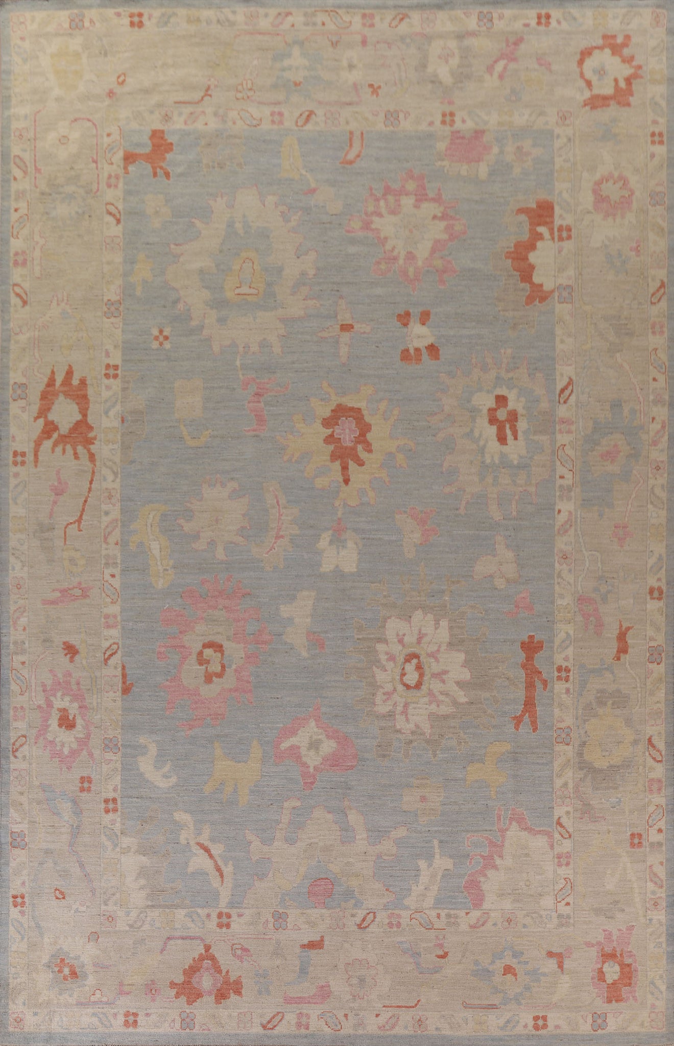 Vegetable Dye Oushak Turkish Large Rug 11x14