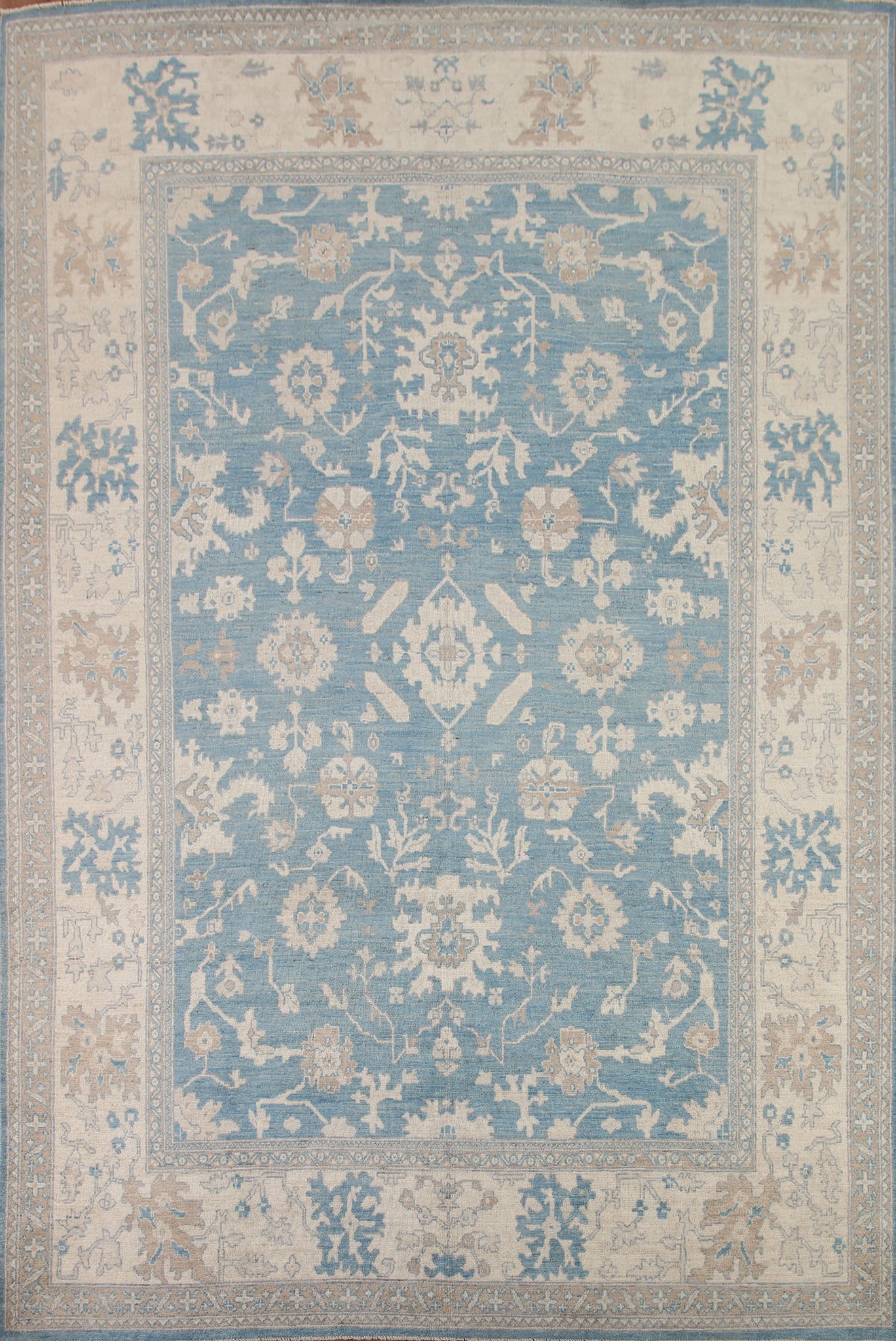 Blue Oushak Vegetable Dye Area Rug 9x12
