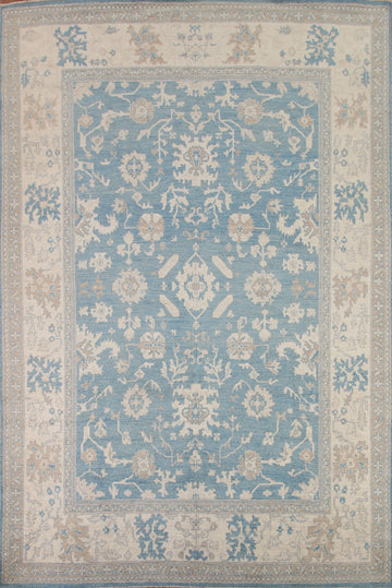 Blue Oushak Vegetable Dye Area Rug 9x12