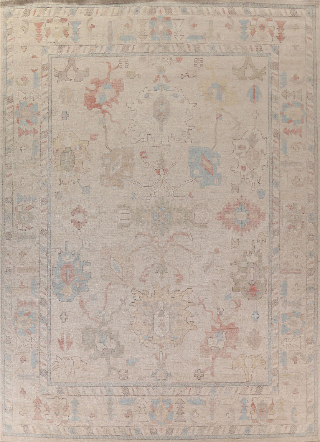 Muted Oushak Vegetable Dye Large Rug 12x15