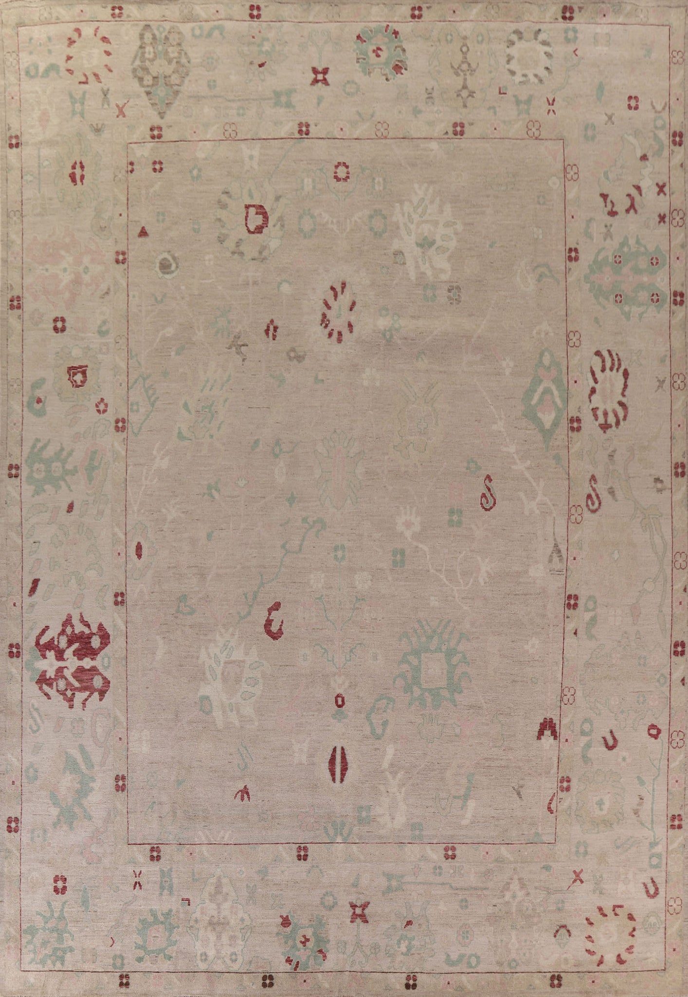 Vegetable Dye Oushak Turkish Large Rug 12x14