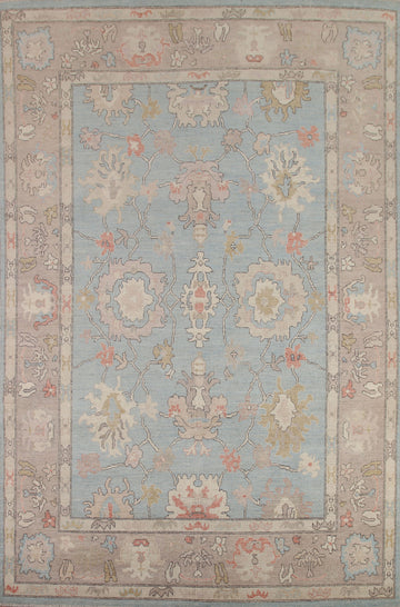 Light Blue Oushak Vegetable Dye Area Rug 9x12