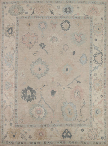 Floral Oushak Vegetable Dye Area Rug 9x10