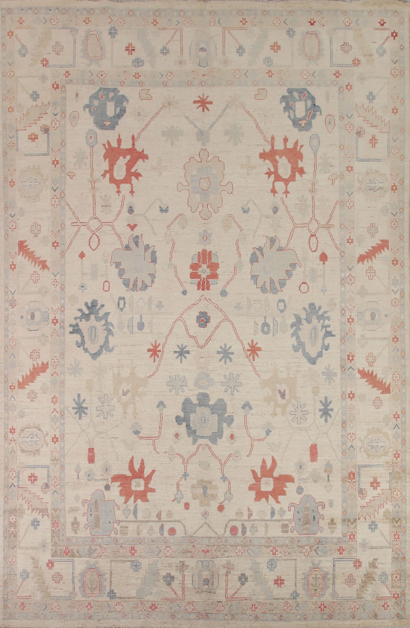 Floral Oushak Vegetable Dye Area Rug 9x12