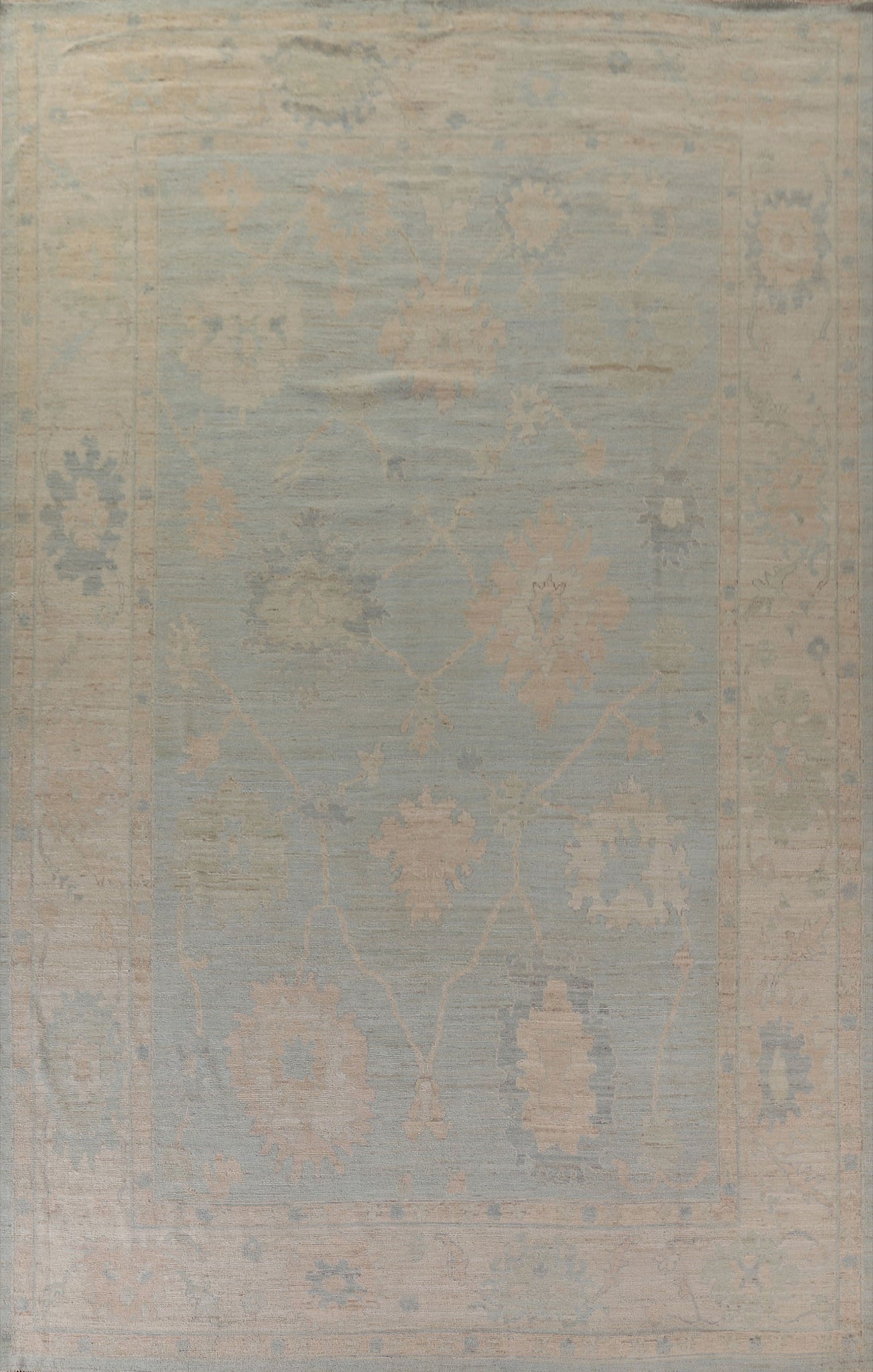 Vegetable Dye Oushak Turkish Large Area Rug 10x14