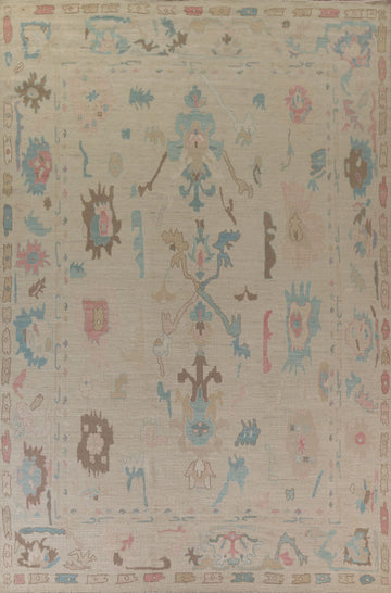 Wool Oushak Vegetable Dye Large Area Rug 10x14
