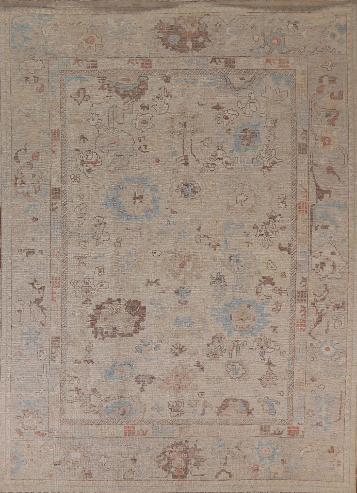 Vegetable Dye Oushak Turkish Area Rug 8x10