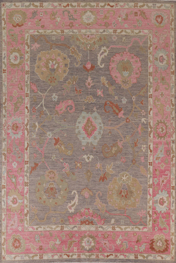 Floral Oushak Vegetable Dye Area Rug 7x10