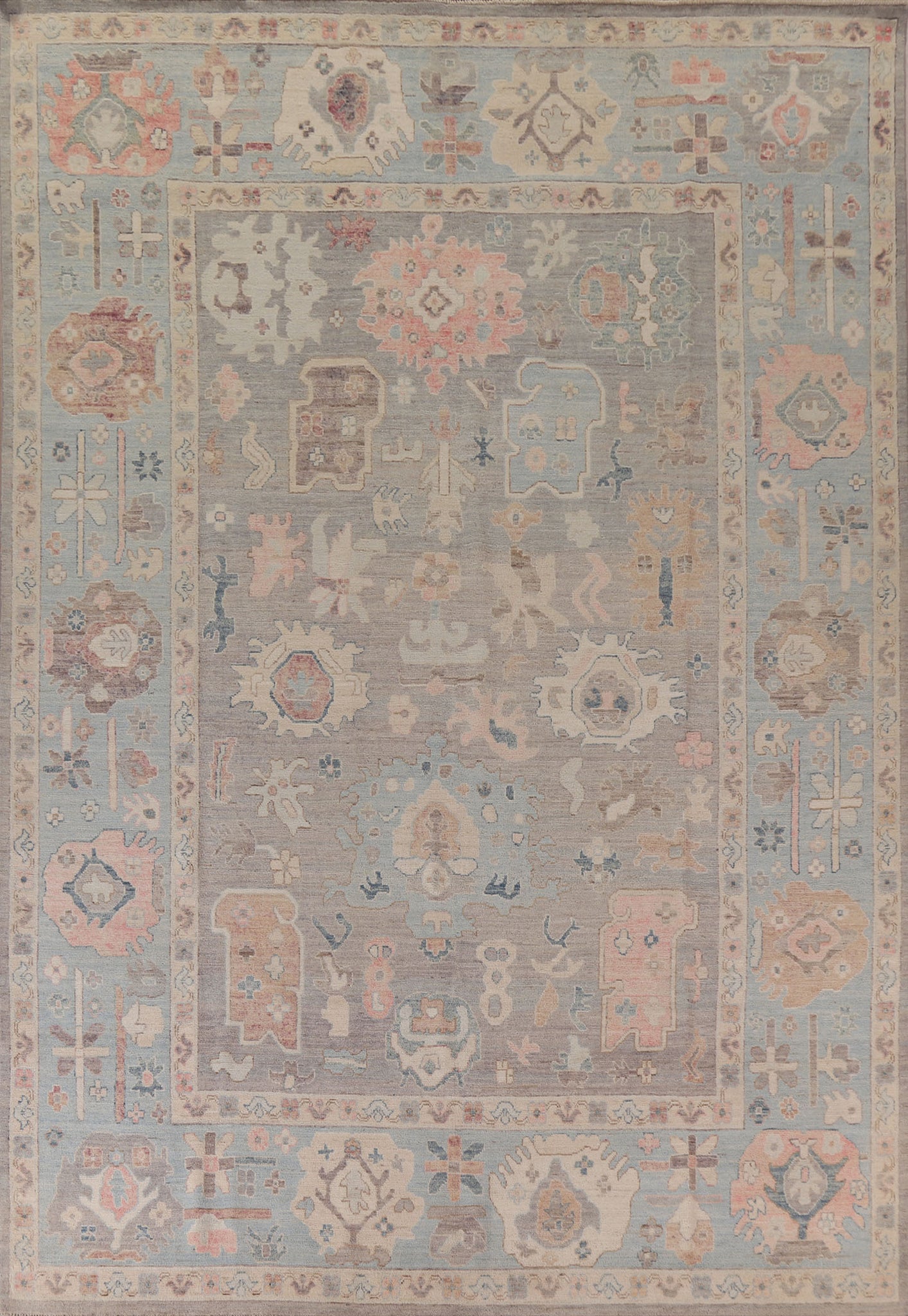 Muted Oushak Vegetable Dye Area Rug 9x12