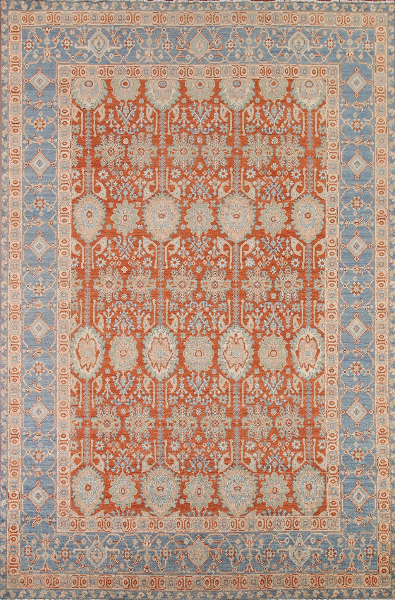 Orange Oushak Vegetable Dye Area Rug 9x12