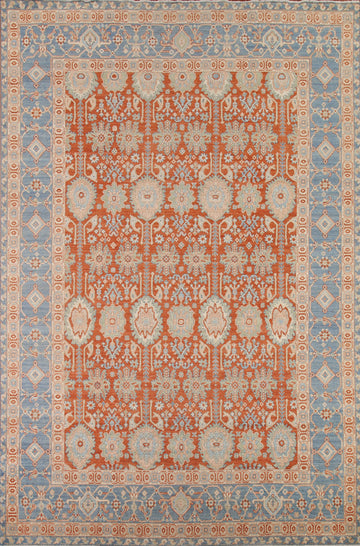 Orange Oushak Vegetable Dye Area Rug 9x12