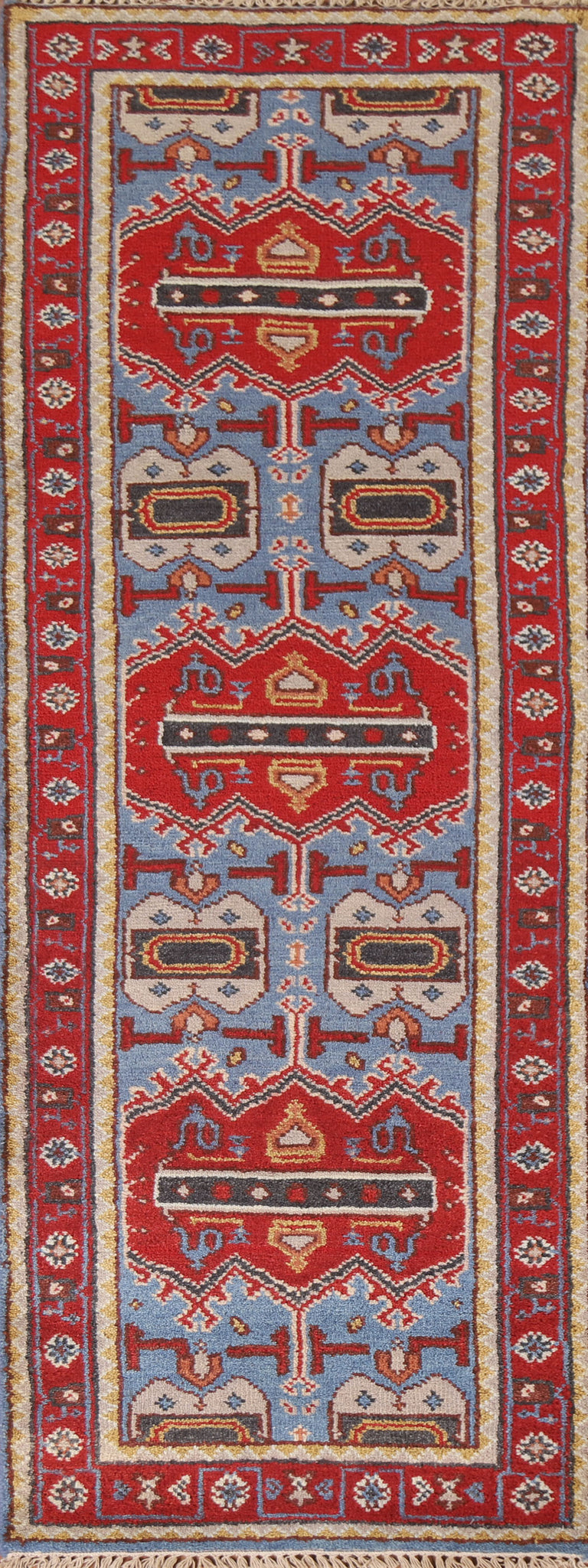 Blue/ Red Heriz Serapi Oriental Runner Rug 3x8