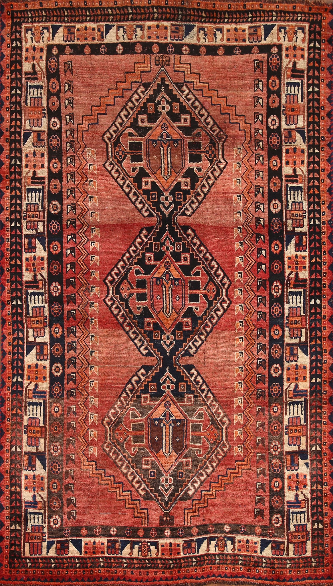Geometric Qashqai Persian Area Rug 4x7