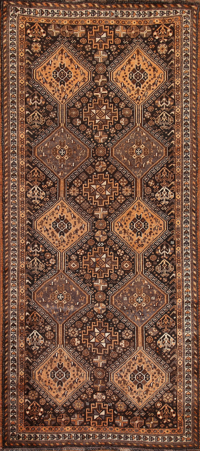 Vegetable Dye Qashqai Persian Runner Rug 4x9