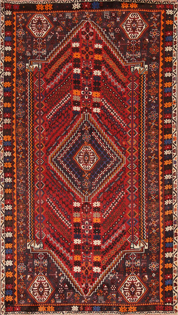 Geometric Red Shiraz Persian Area Rug 6x9