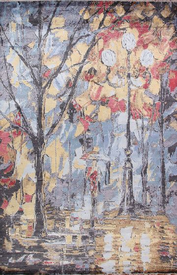 Nature Print Vegetable Dye Area Rug 8x10