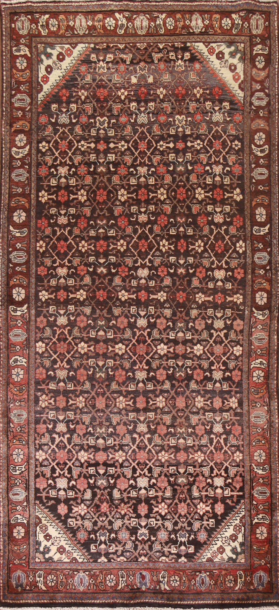 Geometric Malayer Persian Runner Rug 4x10