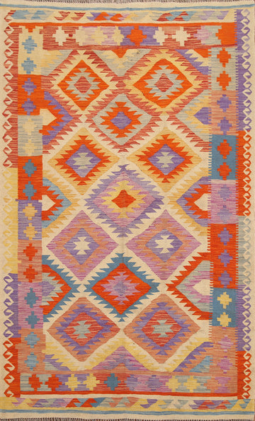 Reversible Wool Kilim Oriental Area Rug 5x7