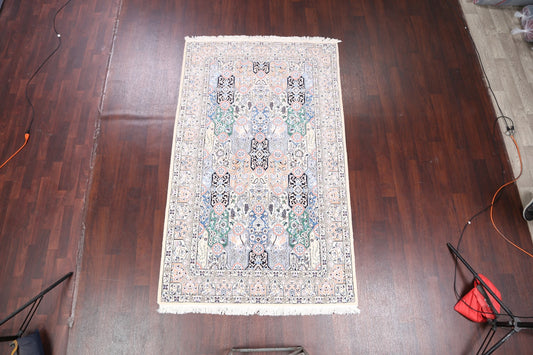 Floral Nain Isfahan Persian Wool Silk Rug 5x8