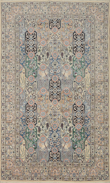 Wool & Silk Floral Nain Isfahan Persian Rug 5x8