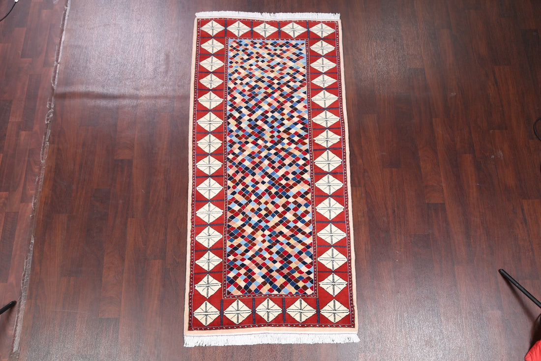 Checked Kashmar Persian Runner Rug 3x7