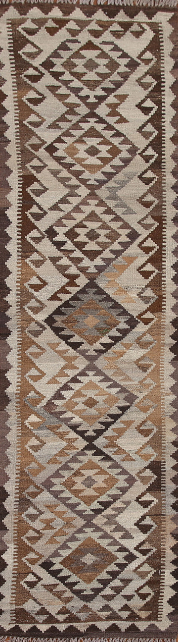 Reversible Wool Kilim Runner Rug 3x10