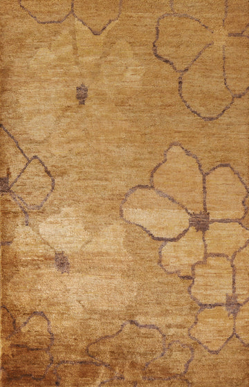 Abstract Floral Gold Area Rug 7x10