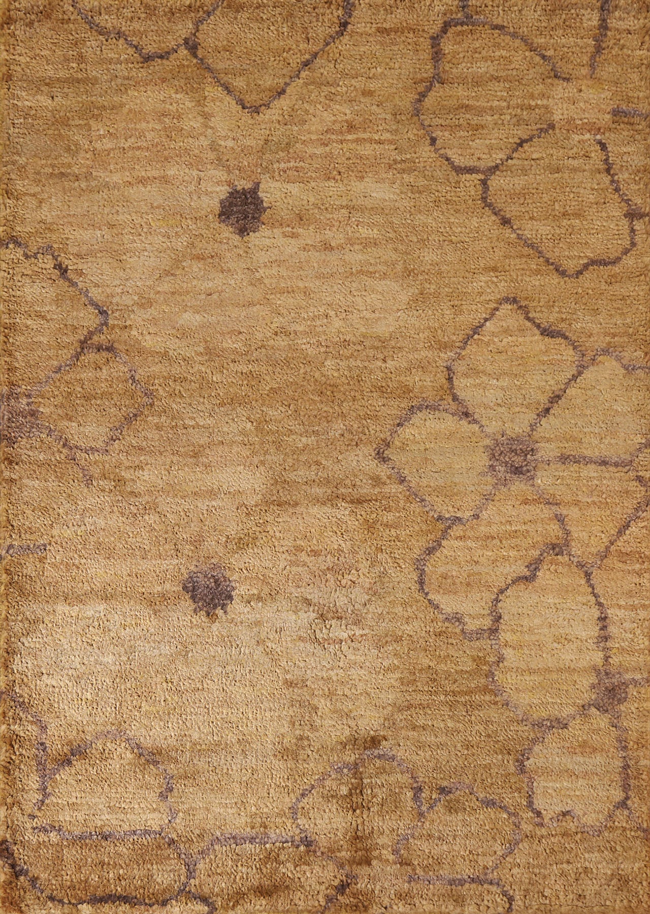 Floral Gold Abstract Area Rug 5x7