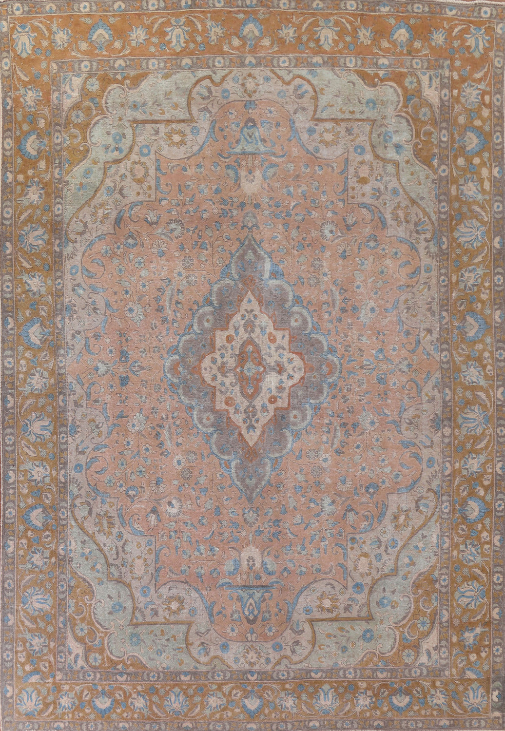 Distressed Wool Tabriz Persian Area Rug 9x12