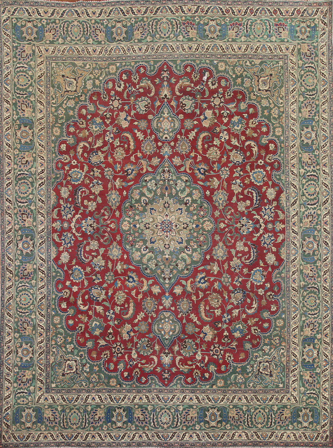 Vintage Red Tabriz Persian Area Rug 10x11