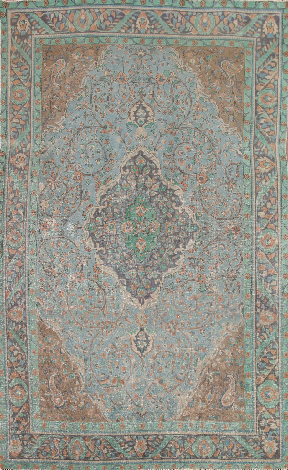 Light Blue Tabriz Persian Area Rug 6x9