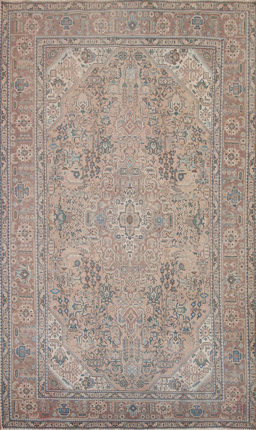 Geometric Pink Tabriz Persian Area Rug 7x10